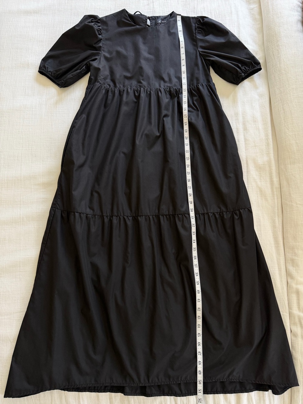 En Saison Poplin Midi Dress Black Puff Sleeve Size Medium - Picture 15 of 15